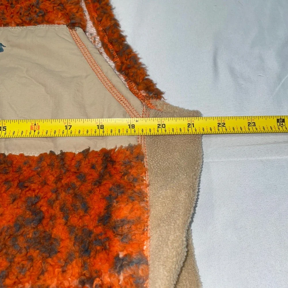 Southern Marsh Mens Sherpa Fleece Vest Orange Gray Full Zip Medium Pockets‎